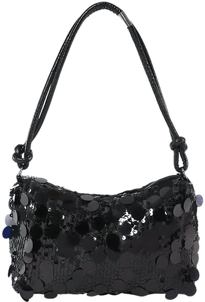 Dailygoody - Clutch Handtas - Sequins Schoudertas - Hoge Capaciteit - Zwart - Perfect voor Bruiloft en Prom - Geschikt voor Volwassenen - Medium Forma