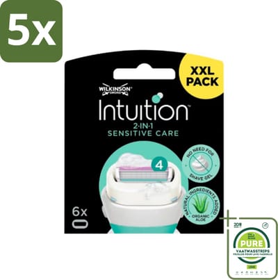 5 x Wilkinson Intuition - Navulmesjes - 2 in 1 Sensitive Care - Voor Gevoelige Huid - 6 mesjes - Grootverpakking - Scheermesjes - Gevoelige Huid - Wilkinson Intuition - Scheermesjes Navulling - Scheermesjes 2 In 1