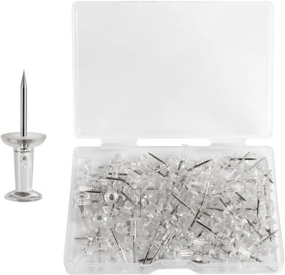 Transparante Duimspelden - 100 Stuks, Ideaal voor DIY Projecten, Prikborden en Kaarten, Inclusief Plastic Opbergdoos