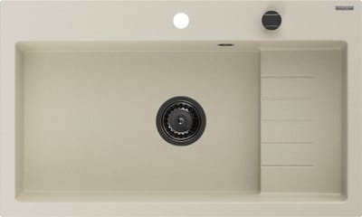 Mexen Omar granieten spoelbak 1-komorige 800 x 480 , beige, zwarte sifon - 6520801005-69-B