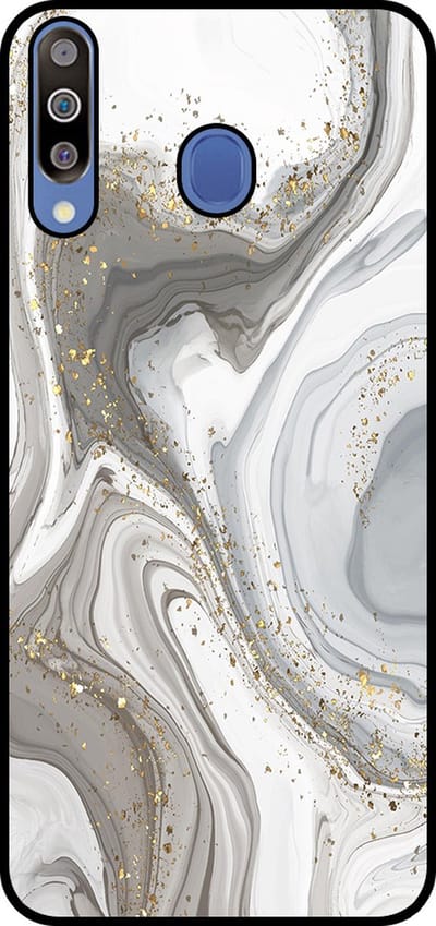 Smartphonica Telefoonhoesje Geschikt voor Samsung Galaxy M30 met marmer opdruk - TPU backcover case marble design - Zilver geschikt voor Samsung Galaxy M30