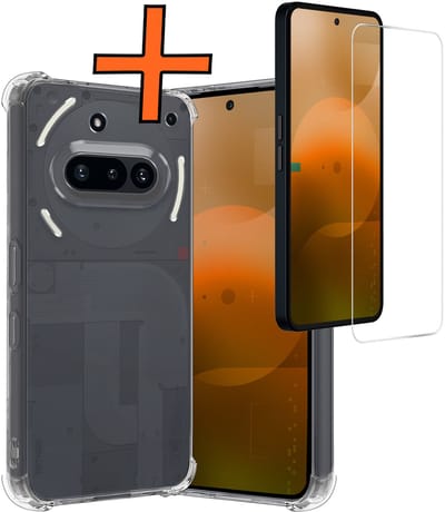 Hoes - Met Screenprotector - Geschikt voor Nothing Phone (3a) - Sterk & Shockproof - Siliconen Case - Back Cover - Telefoon Hoes - Shock Proof - Transparant