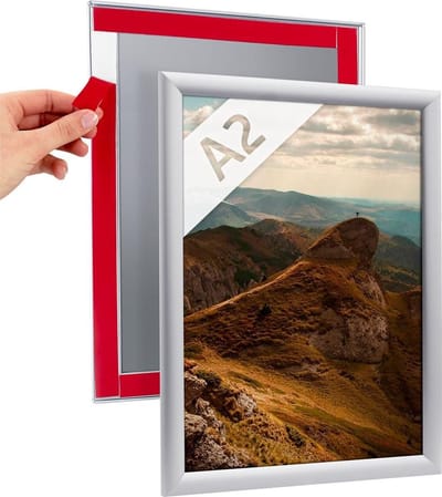 Kliklijst 25mm zelfklevend A2 aluminium zilver – wissellijst – posterlijst