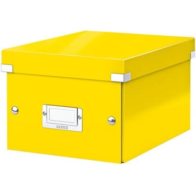 Leitz WOW Click & Store Kleine Opbergdoos - 84% Gerecycled Karton - 22 x 28.2 cm (BxHxD) - Ideaal voor Kantoor en Thuiswerken - Geel