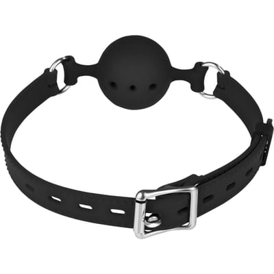 Rimba - Ball Gag - Siliconen Mondknevel Met Metalen Gesp - BDSM Mouthgag Met Verstelbare Band En Ademgaten