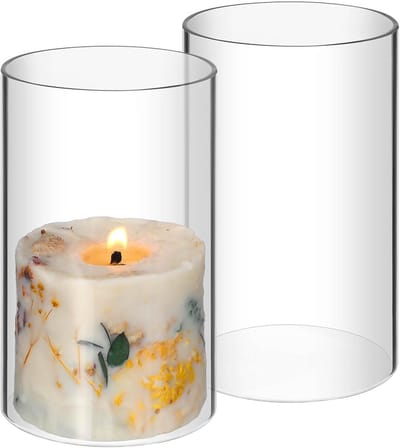 2x Cilindrische Glazen Windlicht Houders voor Kaarsen en Decoratie - Helder Glas