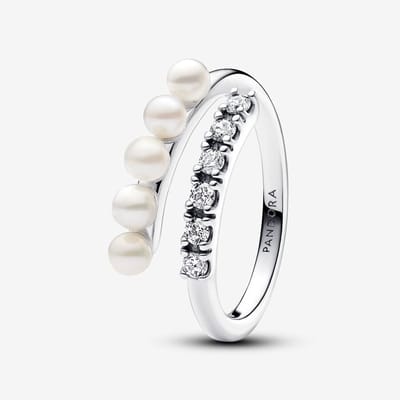 Pandora Ring Open met witte parel en zirconia 193145C01-52