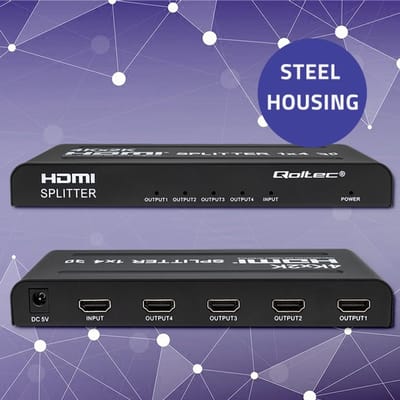 Qoltec Actieve Splitter 4 X HDMI 4K x 2K |   3,4 Gb/s |   Hoge stabiliteit