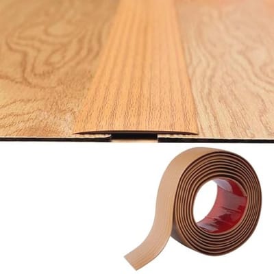 Dunne zelfklevende drempelstrip voor vloerovergangen - 2 mm dik, 5 mm breed, 2 m lang - Geel met houtnerf