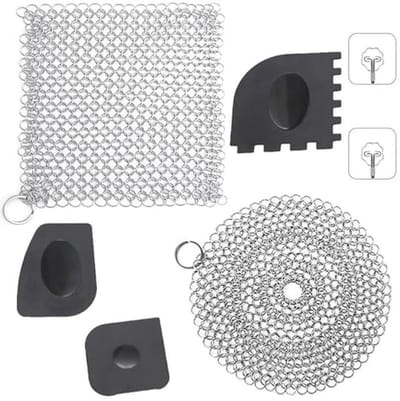 2 Gietijzeren Reiniger met Robuuste Schraper en Zelfklevende Haken voor Keukenaccessoires