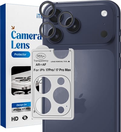 REOVO Camera Protector – Geschikt voor iPhone 17 Pro / 17 Pro Max - 0.05mm Slim Fit – Diep Blauw -Titanium Frame – Anti-Kras & Schokbestendig
