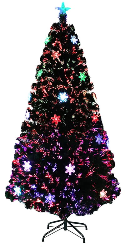 240cm Kunstkerstboom met verlichting PVC dennenboom LED sneeuwvlokken glasvezel kleurverandering groene boom metalen standaard decoratieve boom kunstkerstboom met metalen standaard