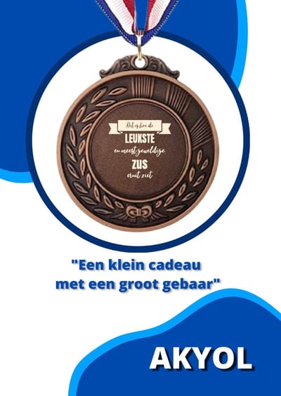 Akyol - dit is hoe de leukste en meest geweldige zus eruit ziet medaille bronskleuring - Zus - familie - cadeau