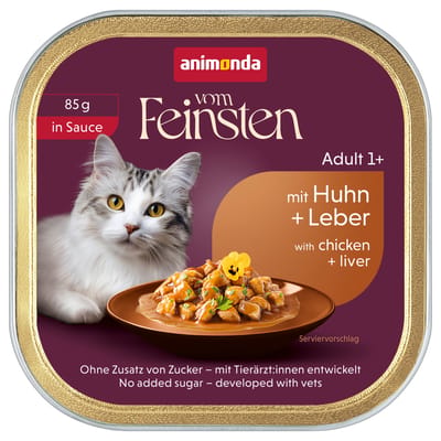 Voordeelpakket: 64x85g animonda vom Feinsten Adult Kip & Lever in Saus nat kattenvoer