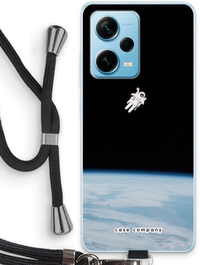 Case Company® - Hoesje met koord geschikt voor Xiaomi Redmi Note 12 Pro Plus hoesje met Koord - Alone in Space - Telefoonhoesje met Zwart Koord - Bescherming aan alle Kanten en Over de Schermrand