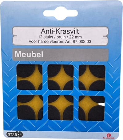 STARX anti-krasvilt - meubelvilt | zelfklevend | Ø 22 mm | bruin | 12 STUKS