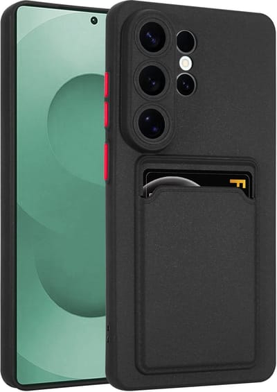 ShieldCase Siliconen Hoesje - Geschikt voor Samsung Galaxy S26 Ultra - Pasjeshouder - Zwart
