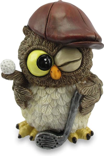 Wisdom friends uiltjes - Beeldjes van beroepen en sporten Uiltje golfer - hoogte 10 cm - handgeschilderd - verzameling / sport cadeautjes / beroepen cadeautjes