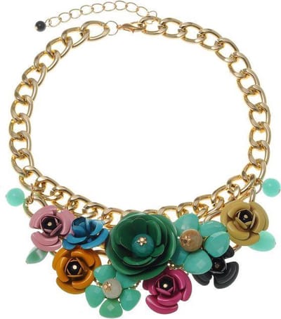 Behave - Statement Ketting met Bloemen – Multicolor – 47,5 cm + 6,5 cm Verlengketting – Goudkleurig – Nikkelvrij