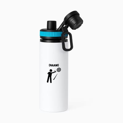 Hacebo® - Darten met eigen naam waterfles met draaidop blauw - Dartbord - Darter - Sport - water fles - 850ML