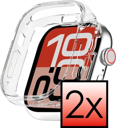 Hoesje - 2 Stuks - Geschikt voor Apple Watch SE 3 (40 mm) - Extra Sterk - Siliconen Case Cover - Smartwatch Full Bumper Hoes - Transparant