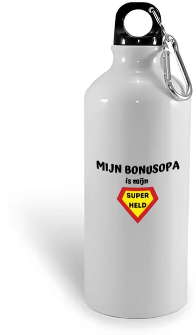 Hacebo® - mijn bonusopa is mijn superheld waterfles - Opa - super bonusopa - verjaardag - cadeautje voor opa - opa artikelen - kado - geschenk - water fles - 400ML