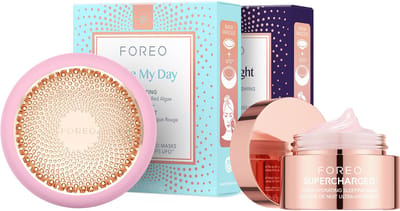 FOREO Hyper Hydra UFO 3 Bundel - Hydratatie + 14 UFO Geactiveerde Maskers + Hydraterend Nachtmasker 75 ml - Rood Licht Therapie, Thermo & Cryotherapie, T-Sonic Massage - Anti-aging Huidverzorging