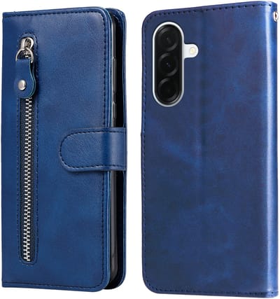 blauwe wallet book-case rits hoesje - Telefoonhoesje geschikt voor - Samsung Galaxy A37 5G / A36 5G