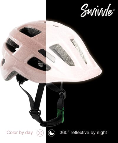 Swivvle® Fietshelm Kind Maat XS 48 – 50 cm – 360° Reflecterend – CE EN1080 – Inclusief Groene Gesp Sluitingssysteem