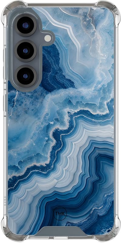 Shockproof hoesje geschikt voor Samsung Galaxy S25 - Skystone marble - Schokbestendig - Verhoogde randen - TPU case - Extra Sterke Back Cover - Marmer - Transparant, Blauw