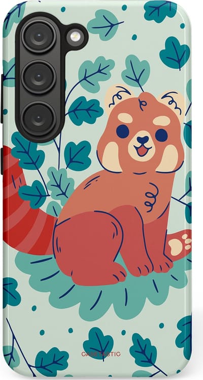 Casetastic Hoesje Geschikt voor Samsung S23 - Stijlvolle Beschermende Duo-layer Case - Rode panda tuin