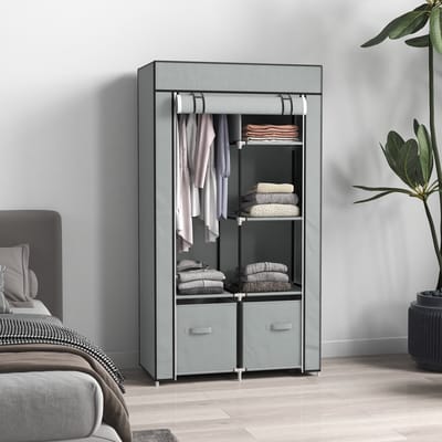 REDOM Kledingkast - Met Kledingroede en Opbergvakken - Modern - Voor Slaapkamer - Staal - Lichtgrijs - 83 × 42,5 × 162,5 cm
