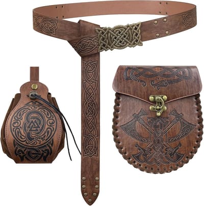 Middeleeuwse riem en zakje set - Viking accessoires voor cosplay en LARP