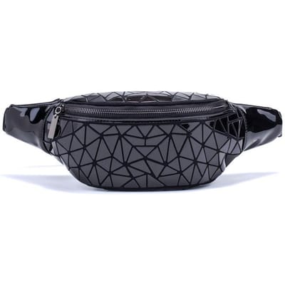 Marque Sacs de Poitrine pour Femmes Géométrie Lumineuse Matelassée Sacoche de Taille Laser Sacs Bananes Colorés Tendance Sac Bandoulière pour Femme à Paillettes gray