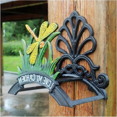 Slangstandaard - Slangenrek - Tuin Organiseren - Robuust Gietijzer - 25x18.7x27.2 cm - Zwart