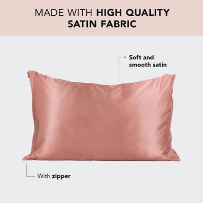 Famanu - Satijnen verkoelende kussensloop met rits voor haar en huid, zijdezachte, gladde queensize kussenslopen, machinewasbaar, kreukvrij, standaard maat, 1 stuk, oranjebruin (terracotta)