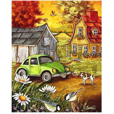 Peinture diamant thème dessin animé, voiture, maison, broderie 5D, paysage, point de croix, strass complets 20X30CM