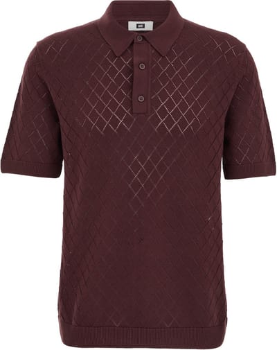 WE Fashion Heren regular fit polo met opengewerkt structuur