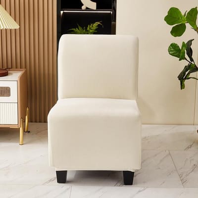 Elastische effen dikke bank stoelhoes armloze enkele bankhoes koffieshop all-inclusive dikke krukhoes voor woonkamer eetkamer See Size Chart lichtbeige kleur