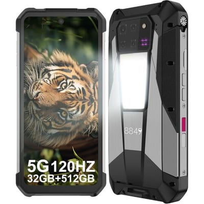 Unihertz Tank 3 Pro 5G robuust projector-smartphone met 23800 mAh batterij, 32 GB RAM + 512 GB opslag, 6,79 inch, Android 14, Dual SIM, Onbreekbaar,