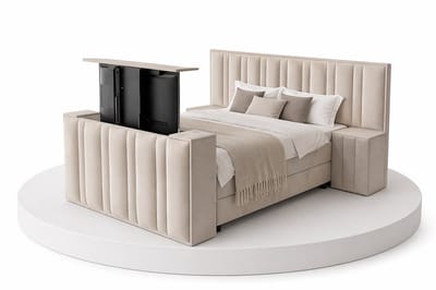 Boxspring CineLux TV-Lift - 160x200 Compleet - Met nachtkastjes - Beige - BalBedden