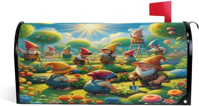 Mailbox Covers - Decoratieve Wraps - Tuin Decoratie - Weerbestendig PVC - Standaard Formaat - Zomerse Gnome