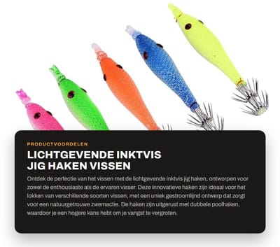 Dailygoods- Inktvis Jig Haken Lichtgevend Ontwerp - Dubbele Haak - Vissen Aas - Flexibel Ontwerp - Effectief Roofdieren Aantrekken - 5 Stuks - Vishaak