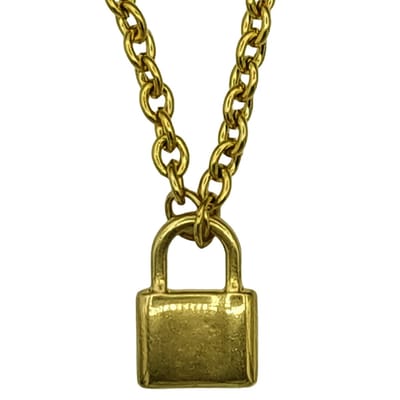 Tesoro Mio Michel - Halsketting met slotje - Goudkleurig edelstaal - Hangslot hanger liefde - Lengte ketting 50 cm, breedte 5 mm