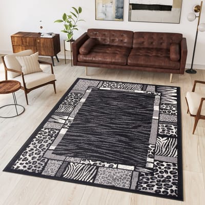 Tapiso Dream Vloerkleed Grijs Zwart Modern Dierenprint Woonkamer Tapijt Maat- 160x220