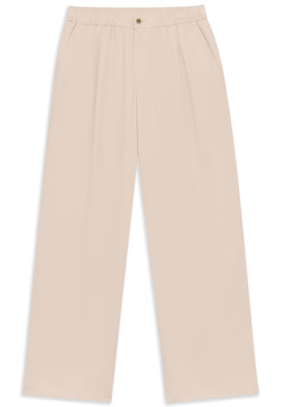 Bugatti Herren Broek met bandplooien, naturel linnenmix