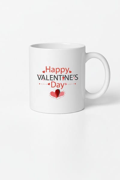 Valentijnsdag Mok met 'Happy Valentine's Day' Tekst & Hartjes | Perfect Liefdes Cadeau
