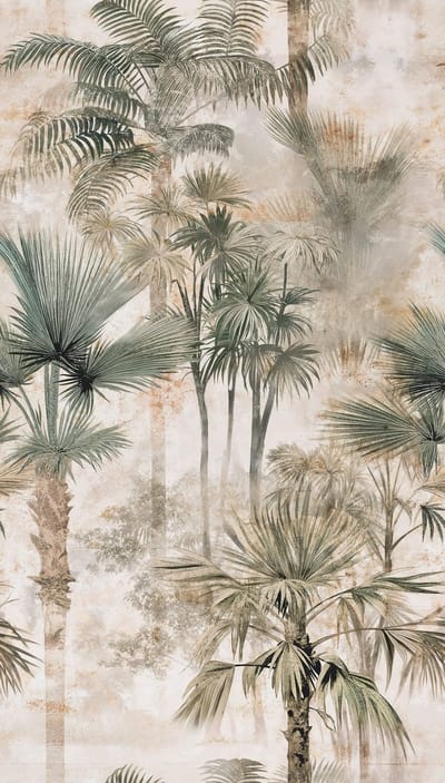 Fotobehang Profhome 790157-GU vliesbehang hardvinyl warmdruk in reliëf licht gestructureerd in jungle stijl mat beige olijfgroen crèmewit kakigrijs 1,59 m x 2,8 m