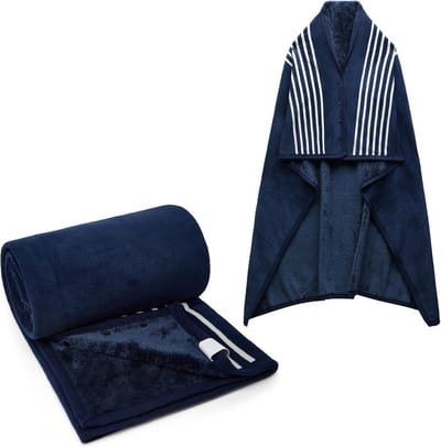 Extra Grote Fleece Draagbare Deken met Mouwen en Knopen - Comfortabele en Warme Omslagdoek