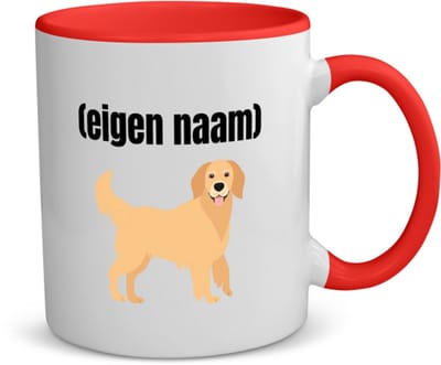 Akyol - hond met eigen naam koffiemok - theemok - rood - Honden - honden liefhebbers - iemand die houdt van honden - verjaardag - cadeau - kado - 350 ML inhoud